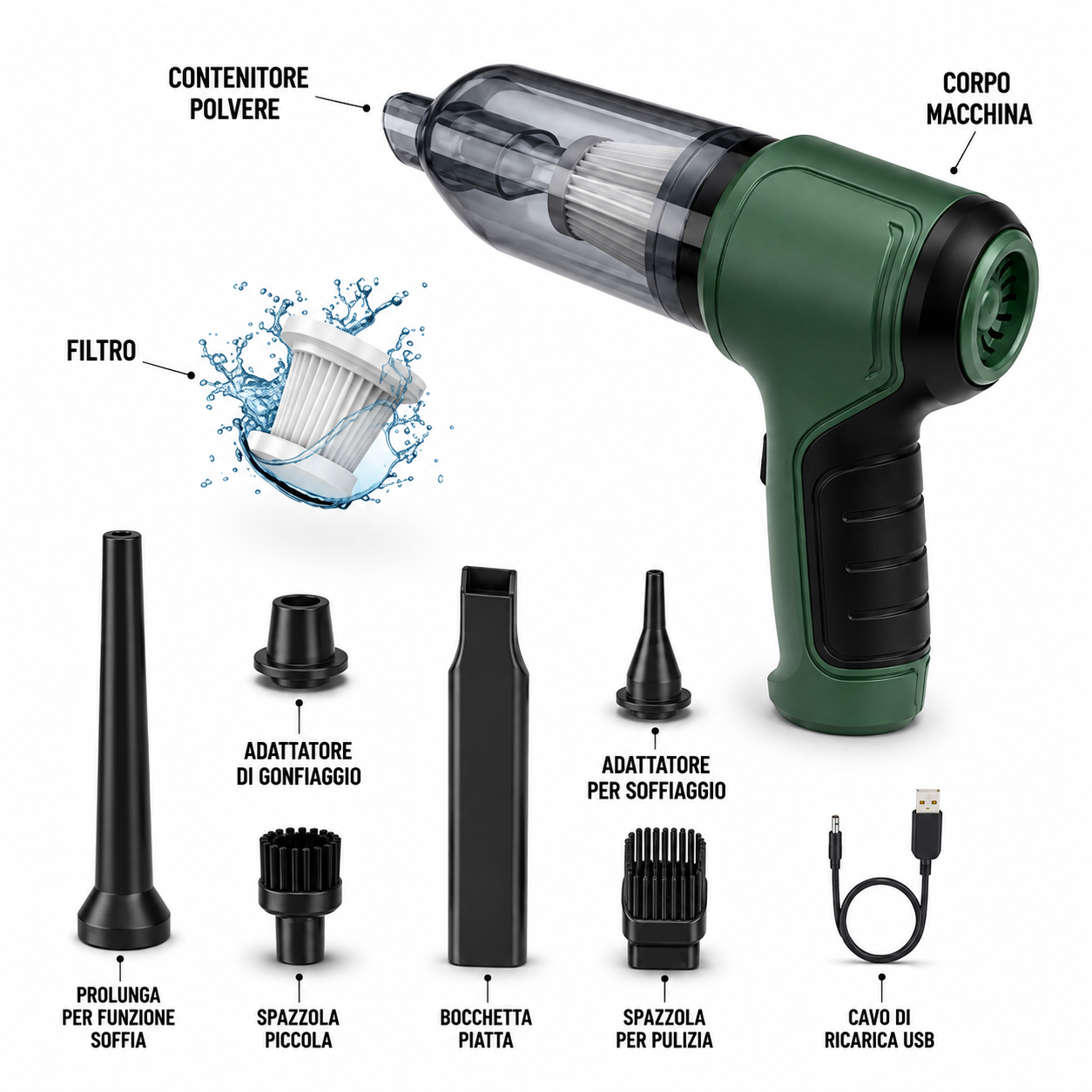 Aspiratore Senza Cavo per Auto